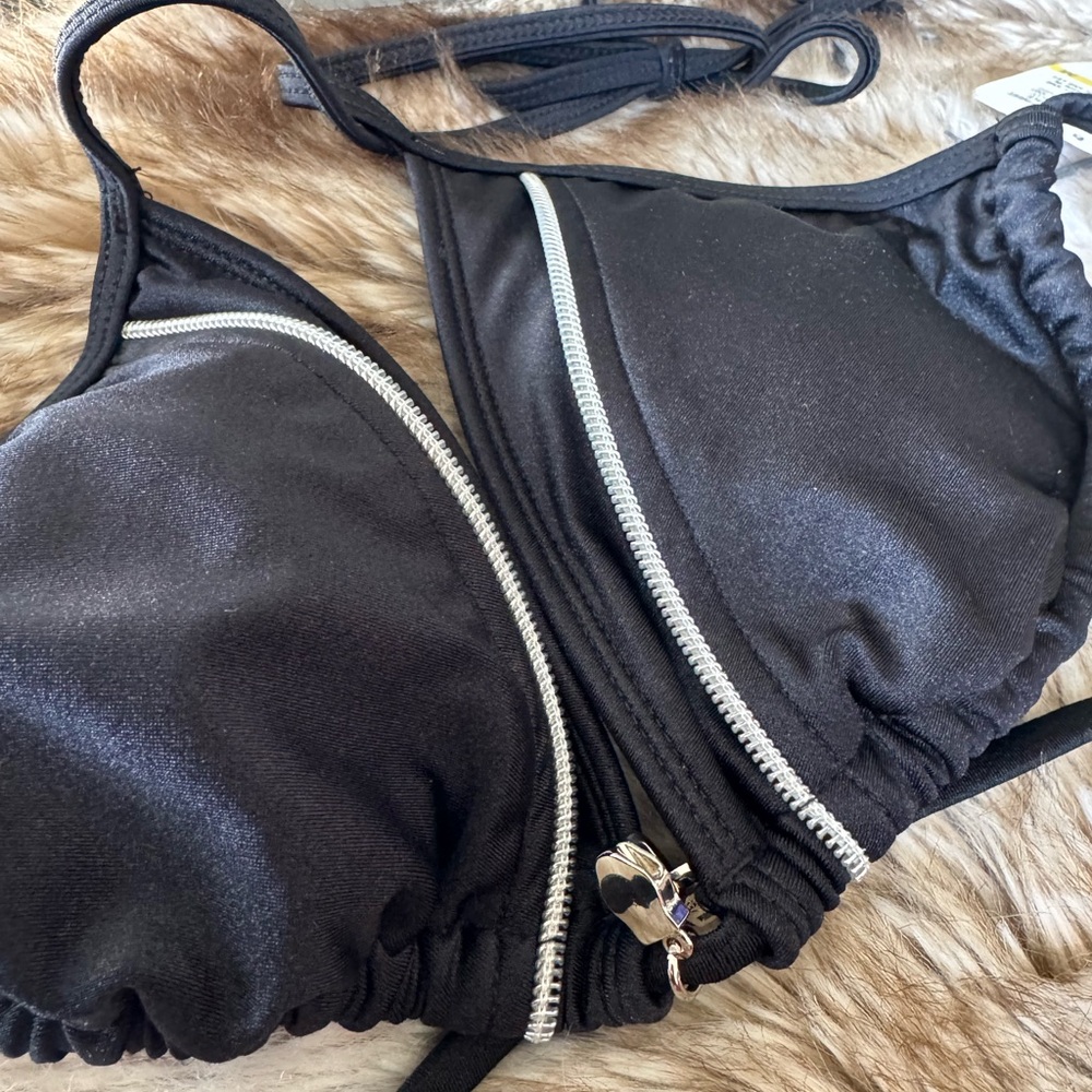 Black Bikini zipper accents M - Picture 5 of 15